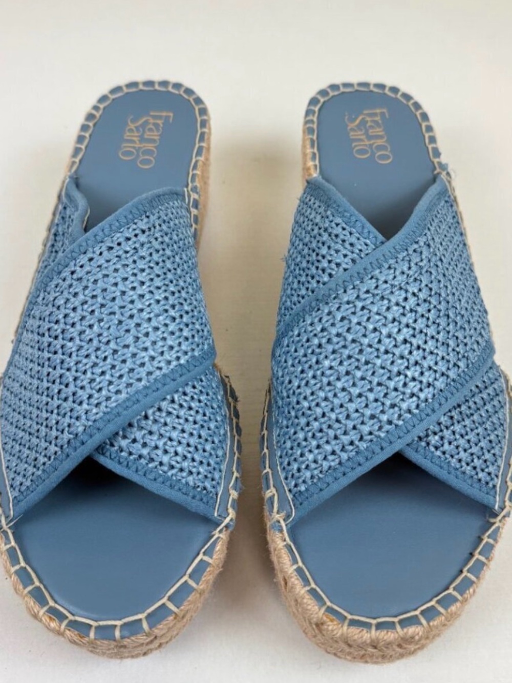 Like New Franco Sarto Pamala Raffia Espadrille Wedge Sandals